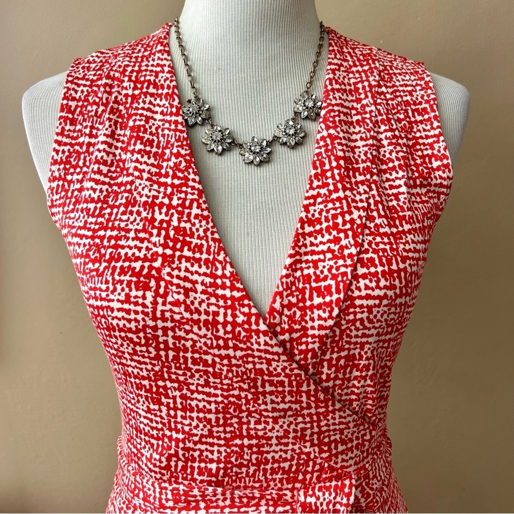 Diane von Furstenberg New Yahzi Wrap Dress Red White Print Silk Size 2 - Picture 7 of 14